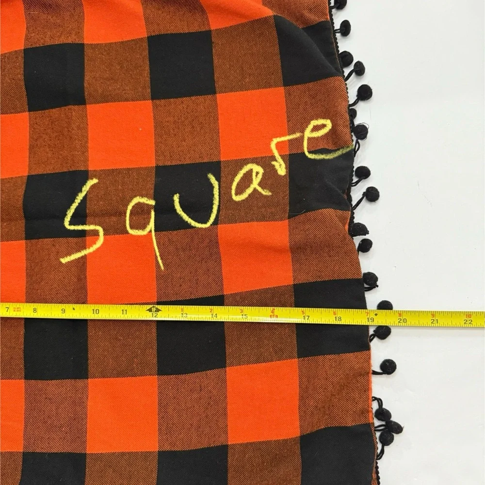 2-Pillow covers w/fringe black and orange plaid 19